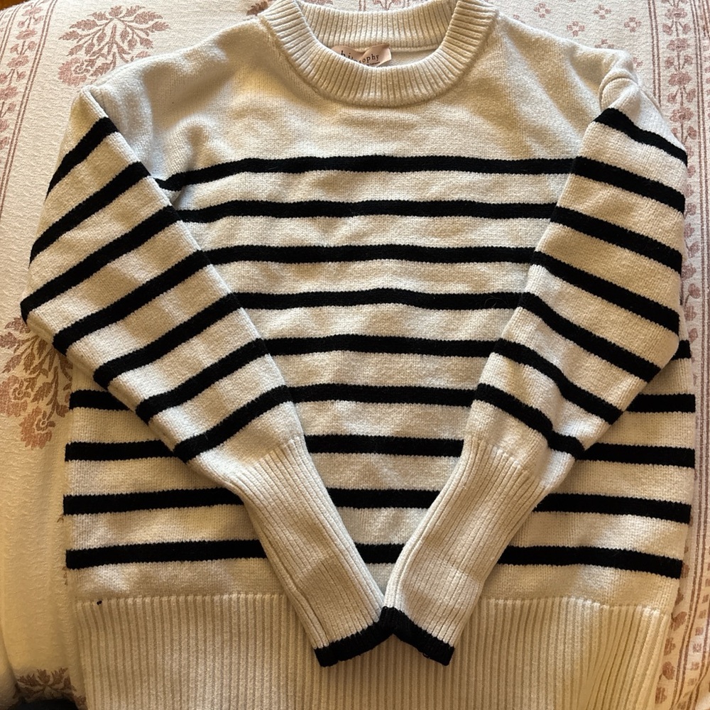 Philosophy Striped Black and White Sweater